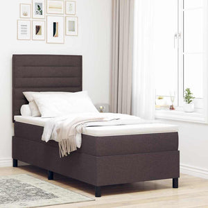 vidaXL Box Spring Bed with Mattress Dark Brown 90 x 200 cm Fabric
