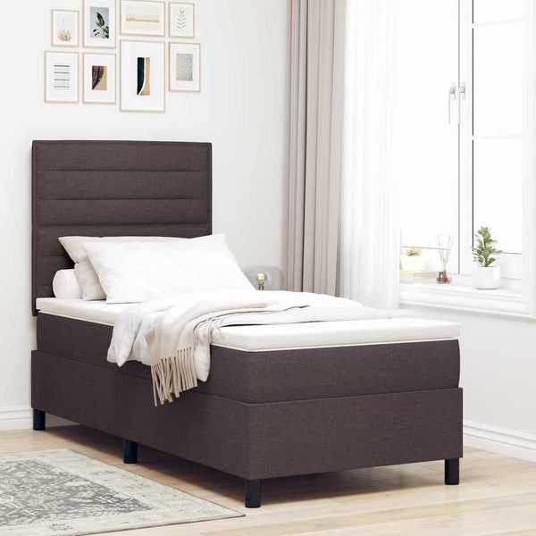 vidaXL Box Spring Bed with Mattress Dark Brown 90 x 200 cm Fabric