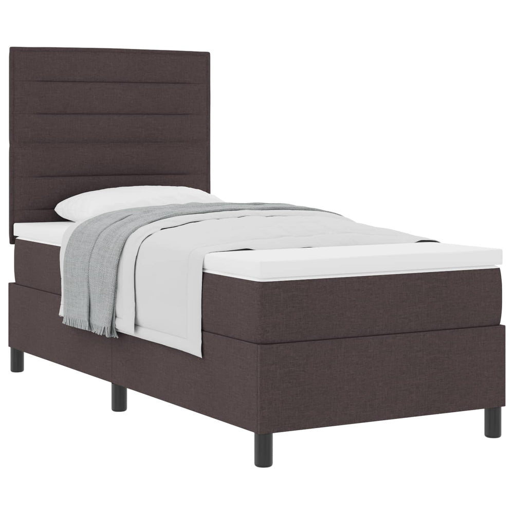 vidaXL Box Spring Bed with Mattress Dark Brown 90 x 200 cm Fabric