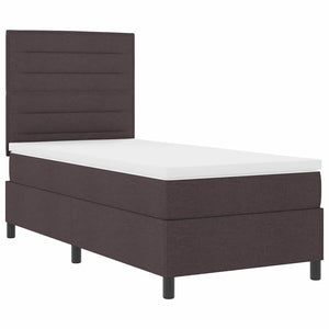 vidaXL Box Spring Bed with Mattress Dark Brown 90 x 200 cm Fabric