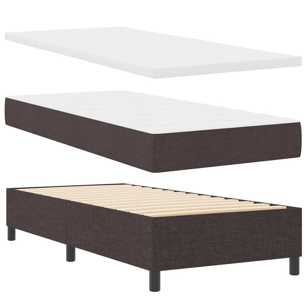 vidaXL Box Spring Bed with Mattress Dark Brown 90 x 200 cm Fabric