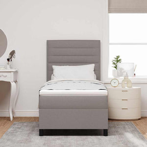 vidaXL Box Spring Bed with Mattress and Headboard Taupe 90 x 200 cm Fabric