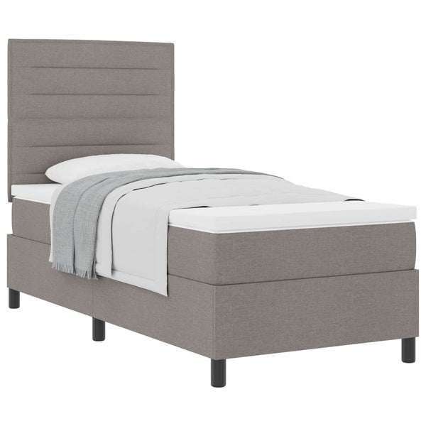 vidaXL Box Spring Bed with Mattress and Headboard Taupe 90 x 200 cm Fabric