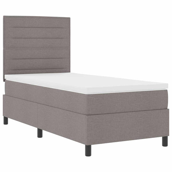vidaXL Box Spring Bed with Mattress and Headboard Taupe 90 x 200 cm Fabric