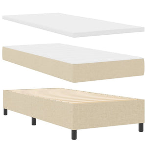 vidaXL Box Spring Bed with Mattress and Headboard Cream 90 x 200 cm Fabric