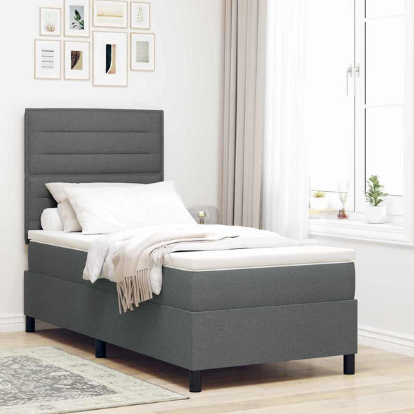 vidaXL Box Spring Bed with Mattress Dark Grey 100 x 200 cm Fabric
