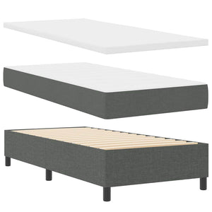 vidaXL Box Spring Bed with Mattress Dark Grey 100 x 200 cm Fabric