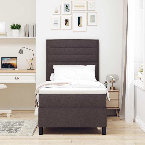 vidaXL Divan Bed with Mattress Dark Brown 100 x 200 cm Fabric