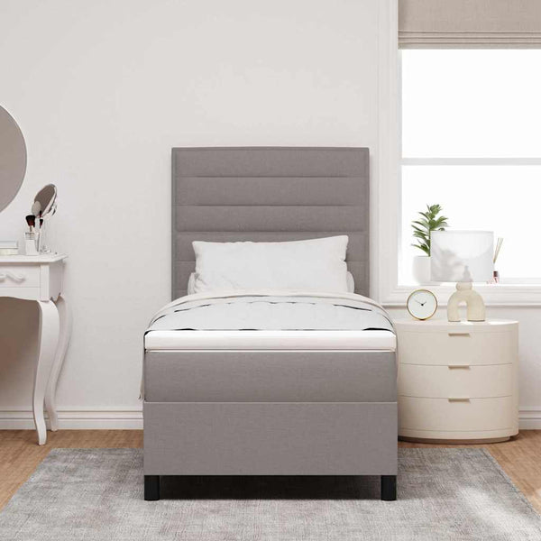 vidaXL Box Spring Bed with Mattress Taupe 100 x 200 cm Fabric