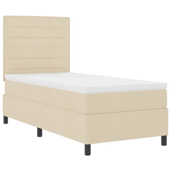 vidaXL Box Spring Bed with Mattress Cream 100 x 200 cm Fabric