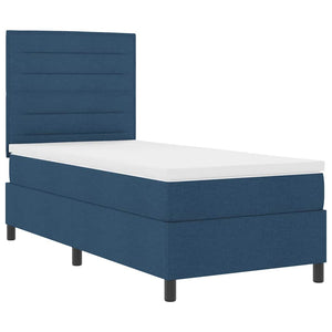 vidaXL Box Spring Bed with Mattress and Headboard Blue 100 x 200 cm Fabric