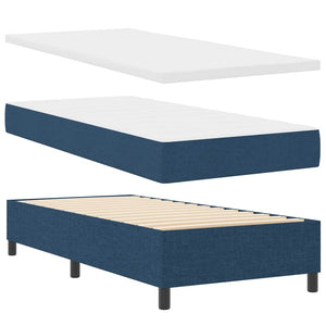vidaXL Box Spring Bed with Mattress and Headboard Blue 100 x 200 cm Fabric