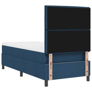 vidaXL Box Spring Bed with Mattress and Headboard Blue 100 x 200 cm Fabric