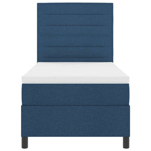 vidaXL Box Spring Bed with Mattress and Headboard Blue 100 x 200 cm Fabric