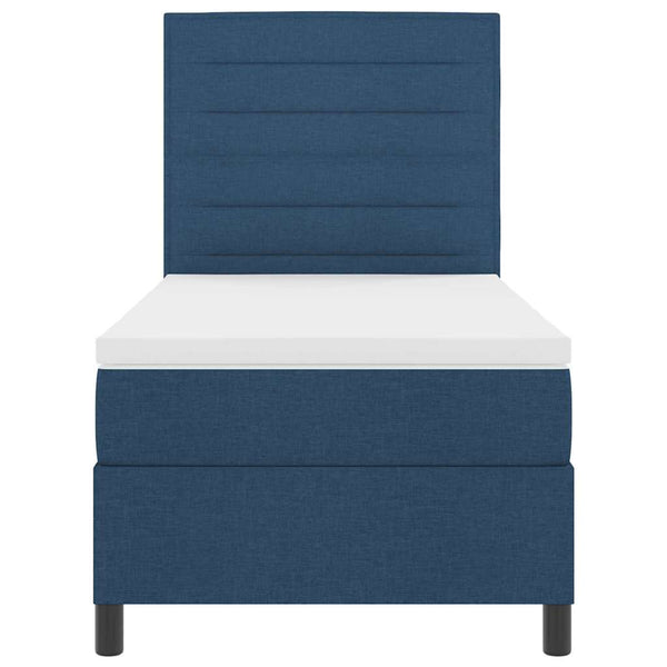 vidaXL Box Spring Bed with Mattress and Headboard Blue 100 x 200 cm Fabric