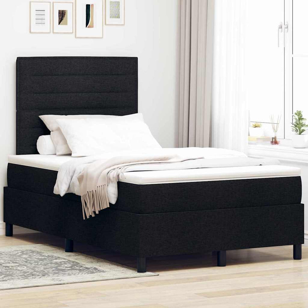 vidaXL Box Spring Bed with Mattress Black 120 x 190 cm Fabric