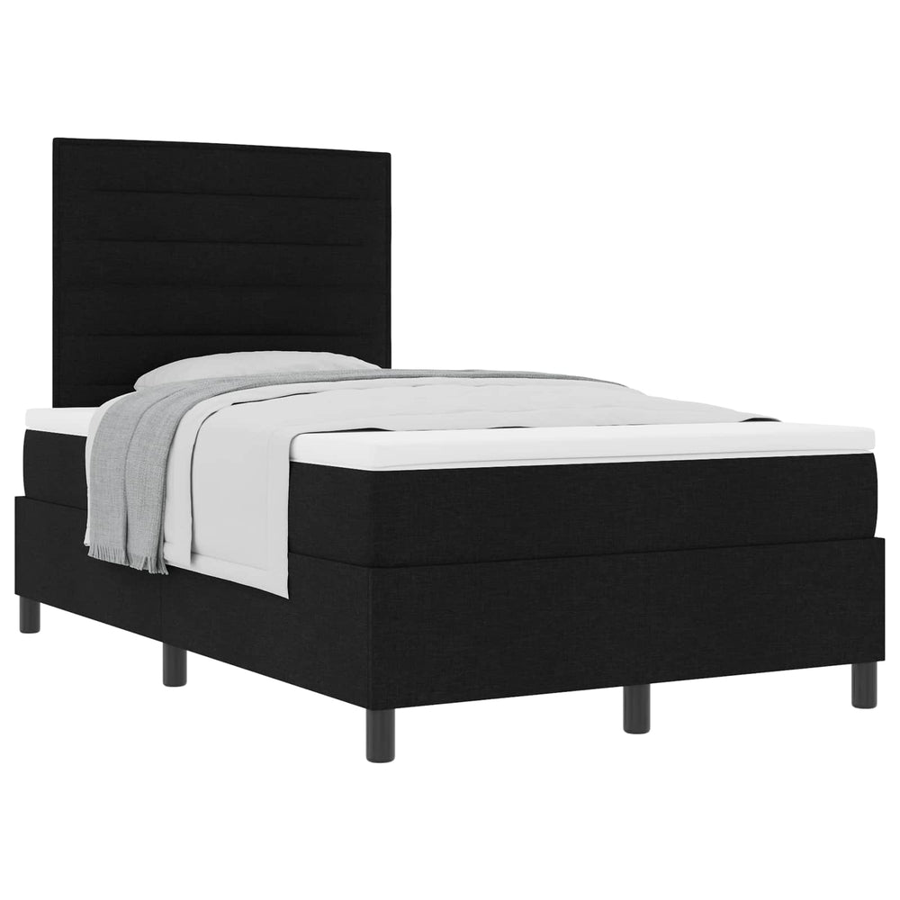 vidaXL Box Spring Bed with Mattress Black 120 x 190 cm Fabric