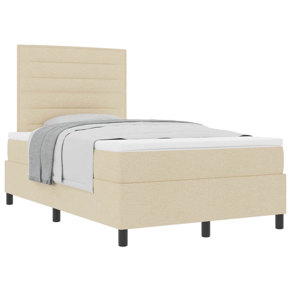 vidaXL Box Spring Bed with Mattress Cream 120 x 190 cm Fabric