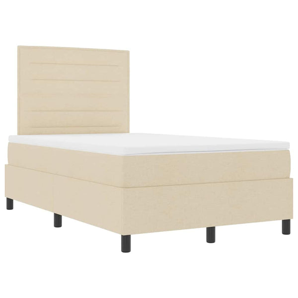 vidaXL Box Spring Bed with Mattress Cream 120 x 190 cm Fabric