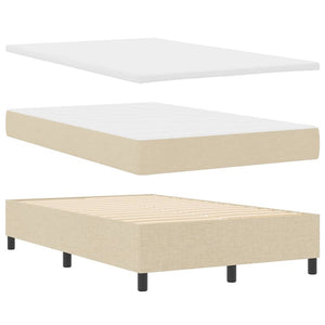 vidaXL Box Spring Bed with Mattress Cream 120 x 190 cm Fabric