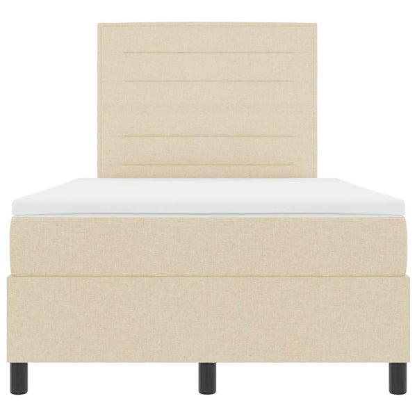 vidaXL Box Spring Bed with Mattress Cream 120 x 190 cm Fabric