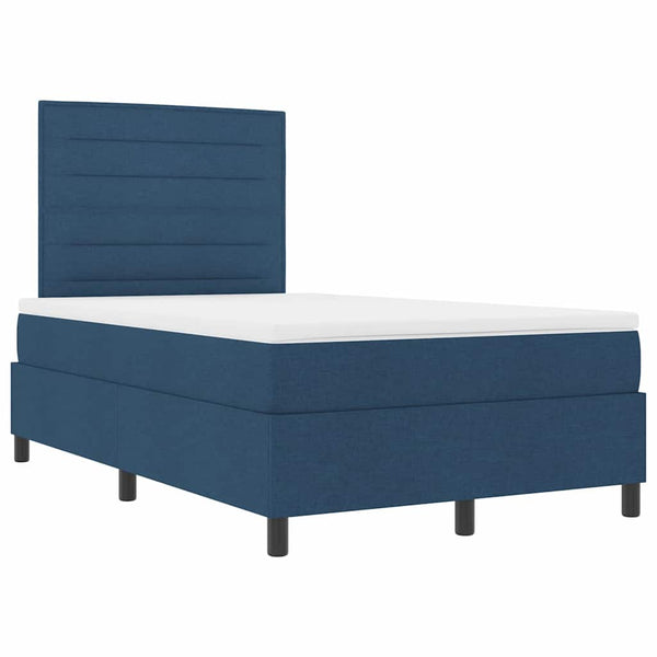 vidaXL Box Spring Bed with Mattress and Headboard Blue 120 x 190 cm Fabric