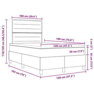 vidaXL Box Spring Bed with Mattress and Headboard Blue 120 x 190 cm Fabric