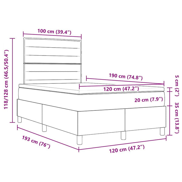 vidaXL Box Spring Bed with Mattress and Headboard Blue 120 x 190 cm Fabric