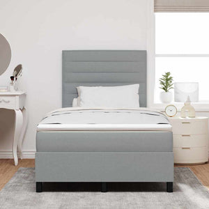 vidaXL Box Spring Bed with Mattress Light Grey 120 x 200 cm Fabric