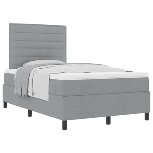 vidaXL Box Spring Bed with Mattress Light Grey 120 x 200 cm Fabric