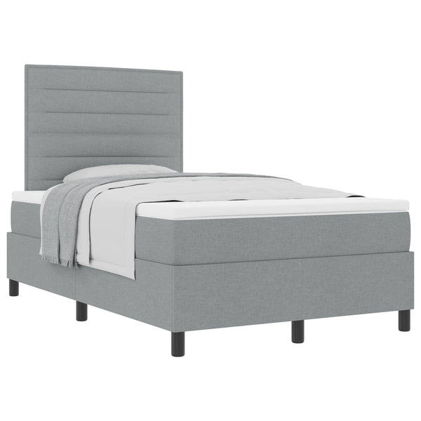 vidaXL Box Spring Bed with Mattress Light Grey 120 x 200 cm Fabric