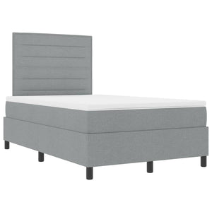 vidaXL Box Spring Bed with Mattress Light Grey 120 x 200 cm Fabric
