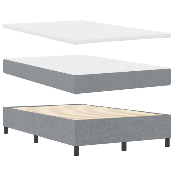 vidaXL Box Spring Bed with Mattress Light Grey 120 x 200 cm Fabric