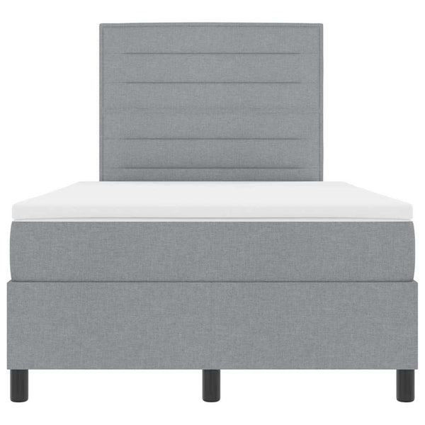 vidaXL Box Spring Bed with Mattress Light Grey 120 x 200 cm Fabric