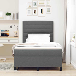 vidaXL Box Spring Bed with Mattress Dark Grey 120 x 200 cm Fabric