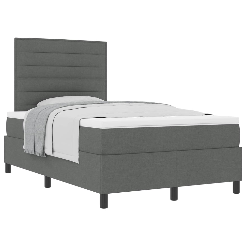 vidaXL Box Spring Bed with Mattress Dark Grey 120 x 200 cm Fabric