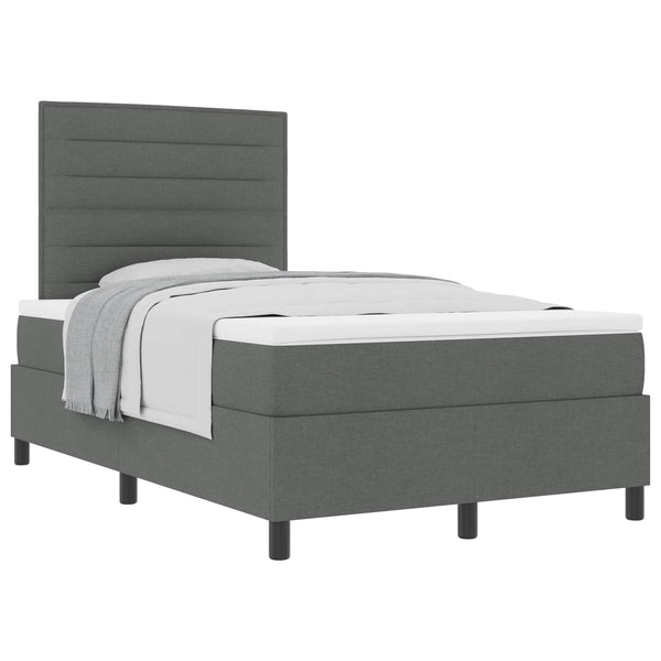 vidaXL Box Spring Bed with Mattress Dark Grey 120 x 200 cm Fabric