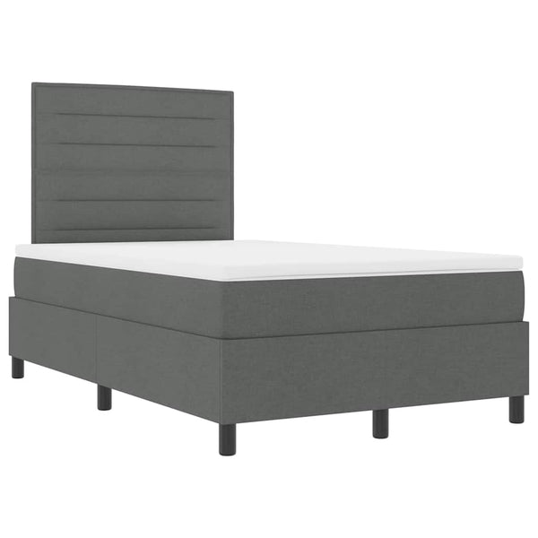 vidaXL Box Spring Bed with Mattress Dark Grey 120 x 200 cm Fabric