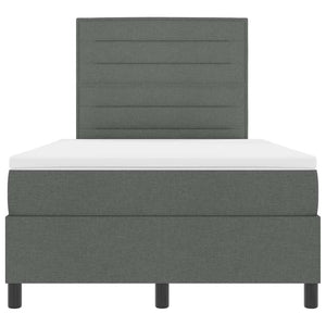 vidaXL Box Spring Bed with Mattress Dark Grey 120 x 200 cm Fabric