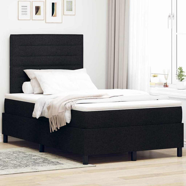 vidaXL Fabric Box Spring Bed with Mattress Black 120 x 200 cm