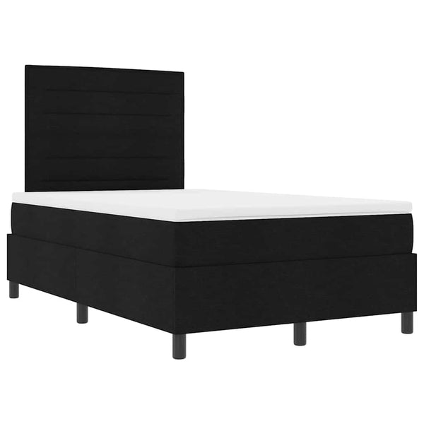 vidaXL Fabric Box Spring Bed with Mattress Black 120 x 200 cm