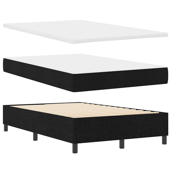 vidaXL Fabric Box Spring Bed with Mattress Black 120 x 200 cm