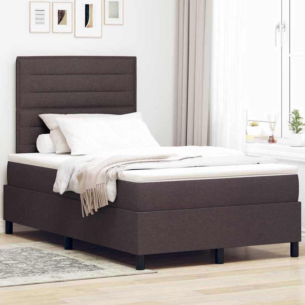 vidaXL Box Spring Bed with Mattress Dark Brown 120 x 200 cm Fabric