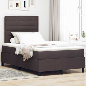 vidaXL Box Spring Bed with Mattress Dark Brown 120 x 200 cm Fabric