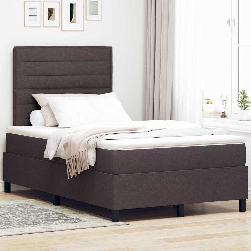 vidaXL Box Spring Bed with Mattress Dark Brown 120 x 200 cm Fabric