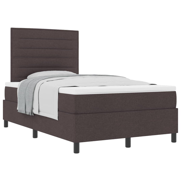 vidaXL Box Spring Bed with Mattress Dark Brown 120 x 200 cm Fabric