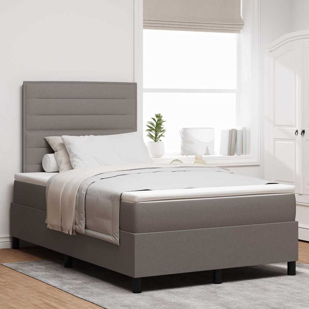 vidaXL Box Spring Bed with Mattress Taupe 120 x 200 cm Fabric