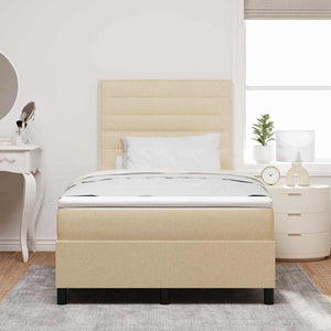vidaXL Box Spring Bed with Mattress Cream 120 x 200 cm Fabric
