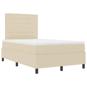 vidaXL Box Spring Bed with Mattress Cream 120 x 200 cm Fabric