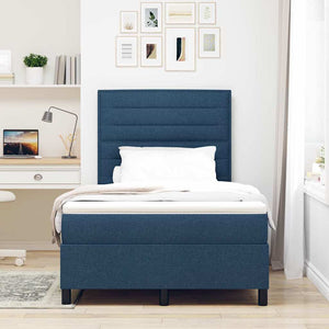 vidaXL Box Spring Bed with Mattress and Headboard Blue 120 x 200 cm Fabric